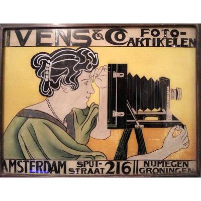Peinture sur verre publicité magasin de photo 1899
