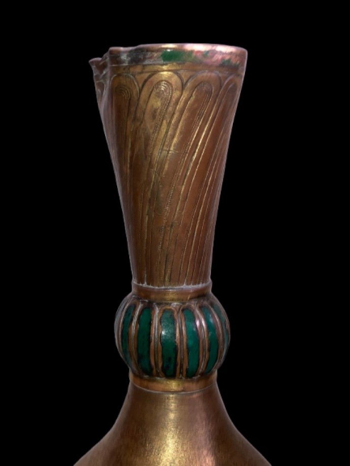 A Tombak Vase Ottomane émaillé Du XVIII Siecle-photo-2