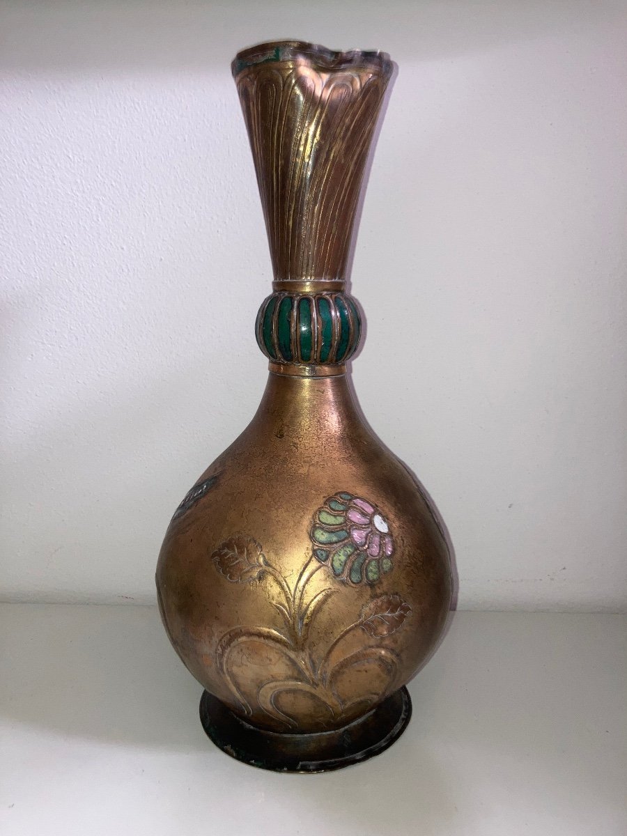 A Tombak Vase Ottomane émaillé Du XVIII Siecle-photo-4