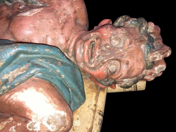 Sculpture Diable Polychrome Du XVIII Siecle-photo-2