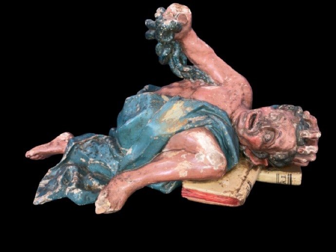 A Nice Policrome Sculpture Of The Devil 18th Century -photo-4