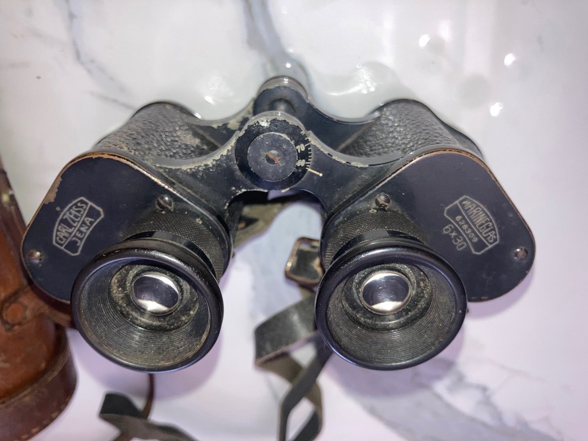 German Wwii Carl Zeiss Jena Marineglas Binoculars -photo-3