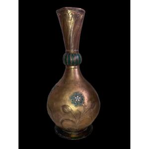 An Ottoman Tombak Enemel Vase 