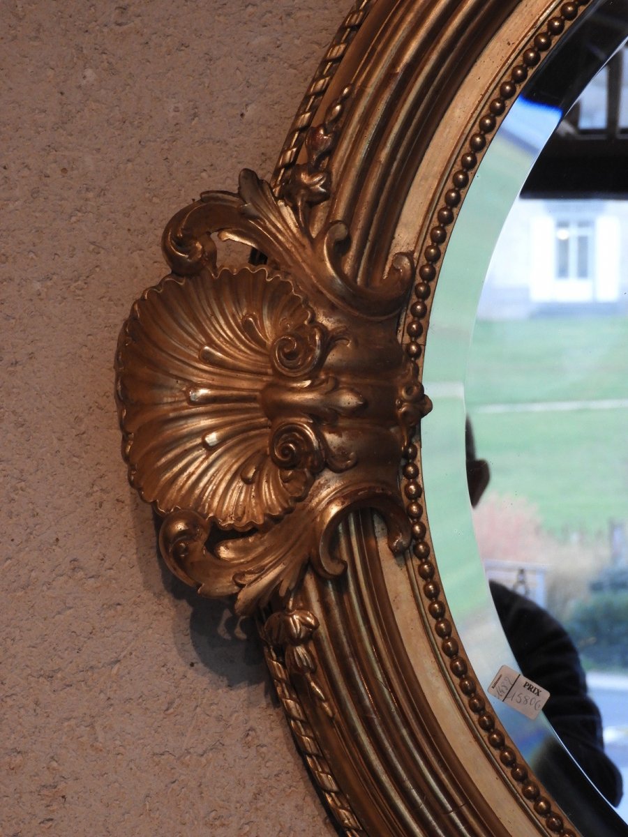 Miroir Louis XV Ovale  En Bois Doré -photo-3