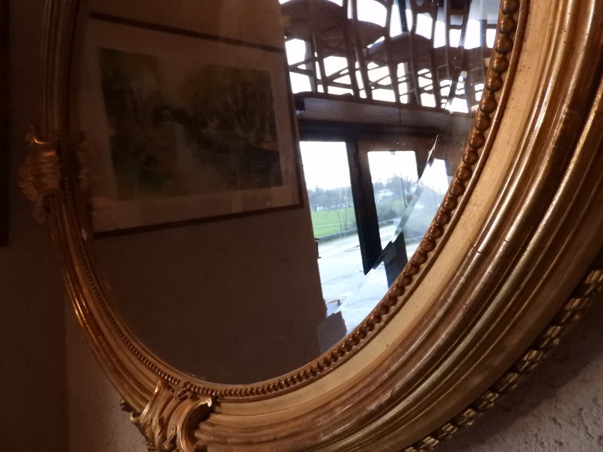 Miroir Louis XV Ovale  En Bois Doré -photo-1
