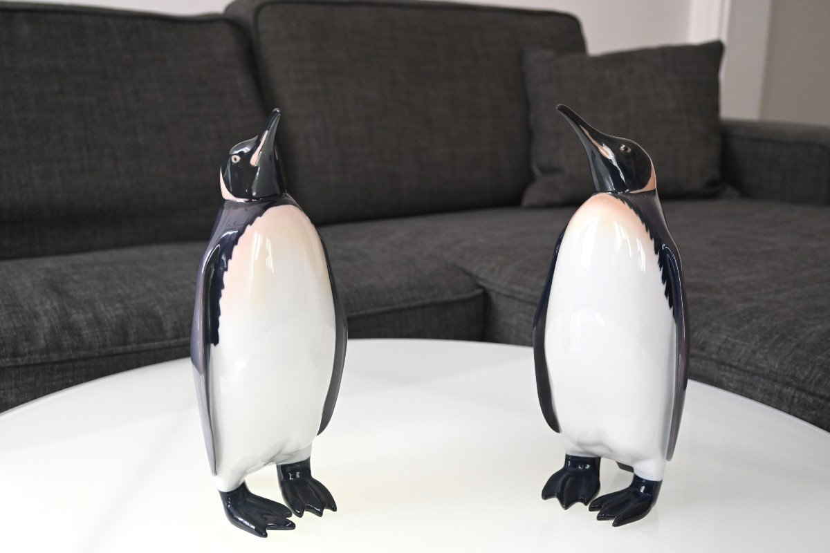 Armand Petersen (891-1969), Two Porcelain Penguins, Bing & Grondahl Manufactory-photo-2