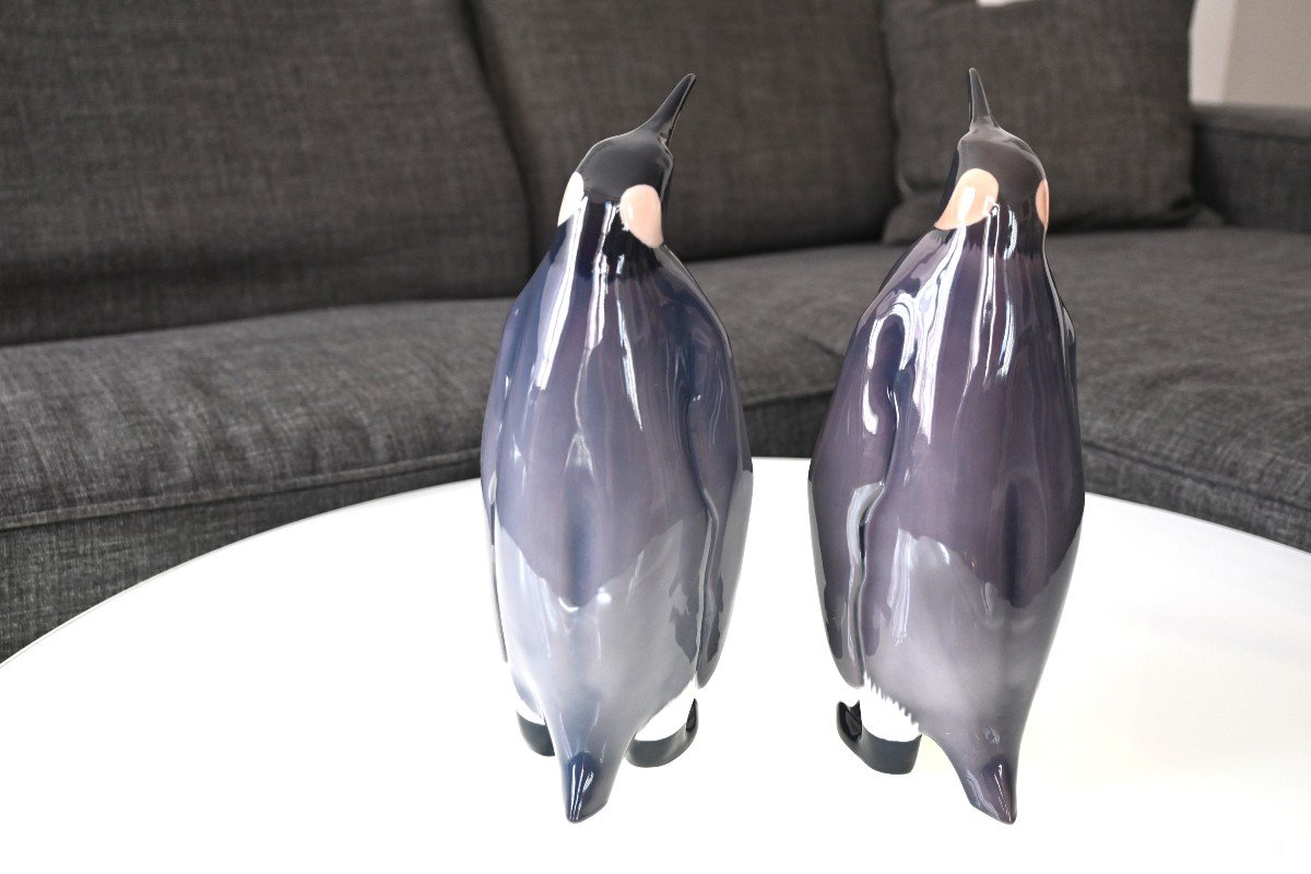 Armand Petersen (891-1969), Two Porcelain Penguins, Bing & Grondahl Manufactory-photo-2