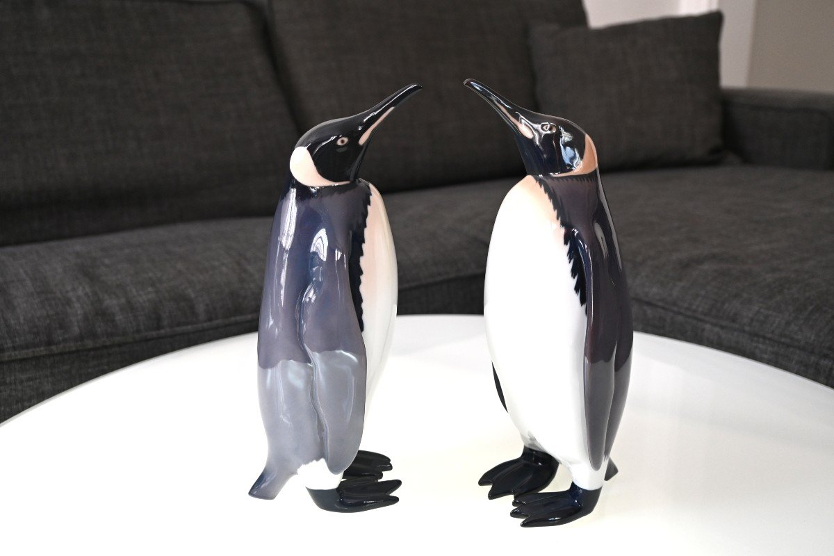 Armand Petersen (891-1969), Two Porcelain Penguins, Bing & Grondahl Manufactory-photo-3