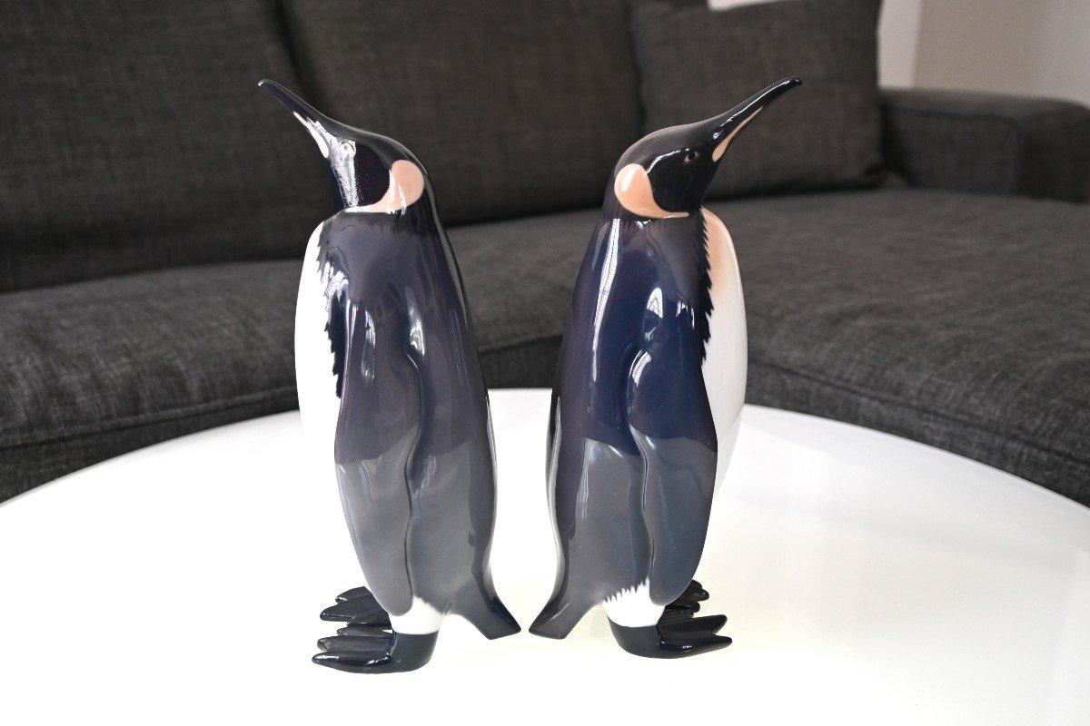 Armand Petersen (891-1969), Two Porcelain Penguins, Bing & Grondahl Manufactory-photo-4