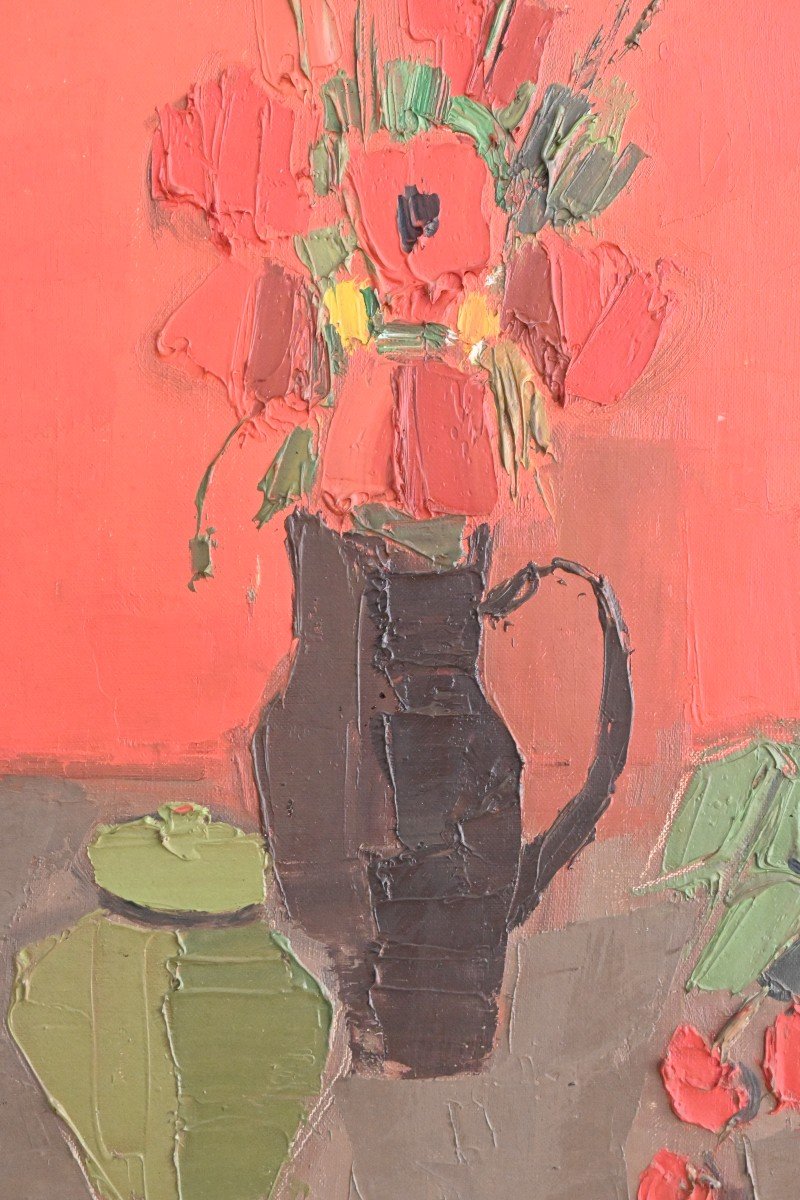 Pierre Palué (1920-2005), Nature Morte Aux Cerises, Huile Sur Toile Signée En Bas à Droite-photo-3