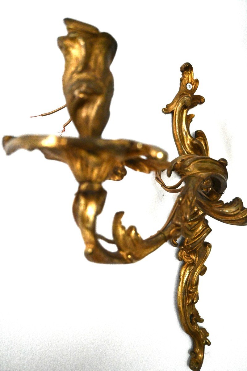 Pair Of Rococo Style Bronze Wall Lights-photo-2