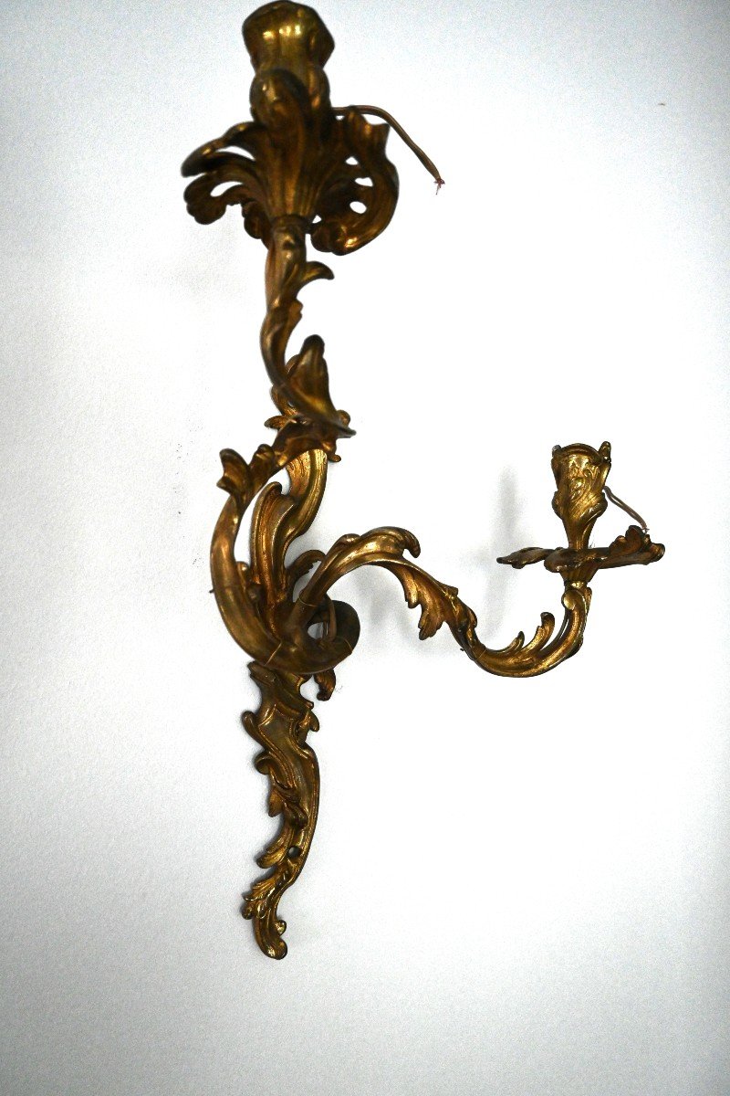 Pair Of Rococo Style Bronze Wall Lights-photo-4