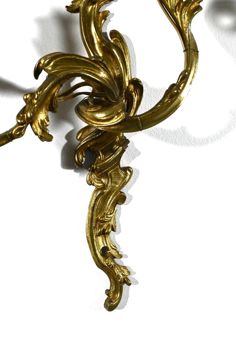 Pair Of Rococo Style Bronze Wall Lights-photo-6