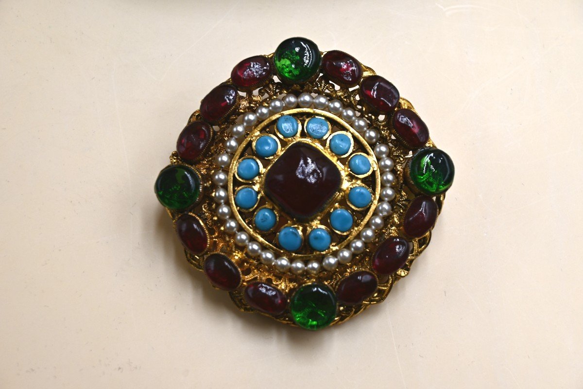 Gripoix Round Brooch For Chanel-photo-3