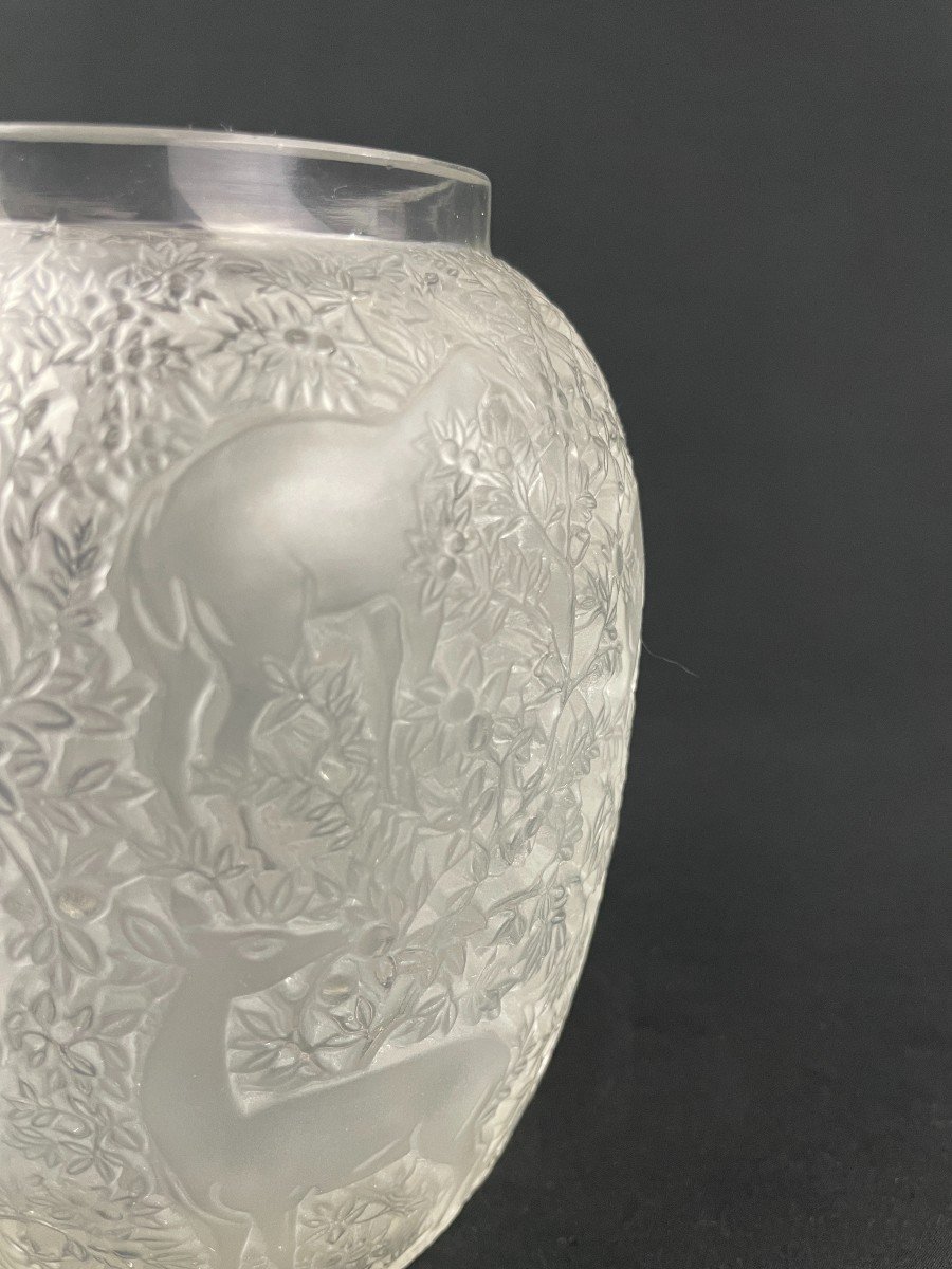 Vase « Biches » En Cristal Signé René Lalique – Blanc-photo-2