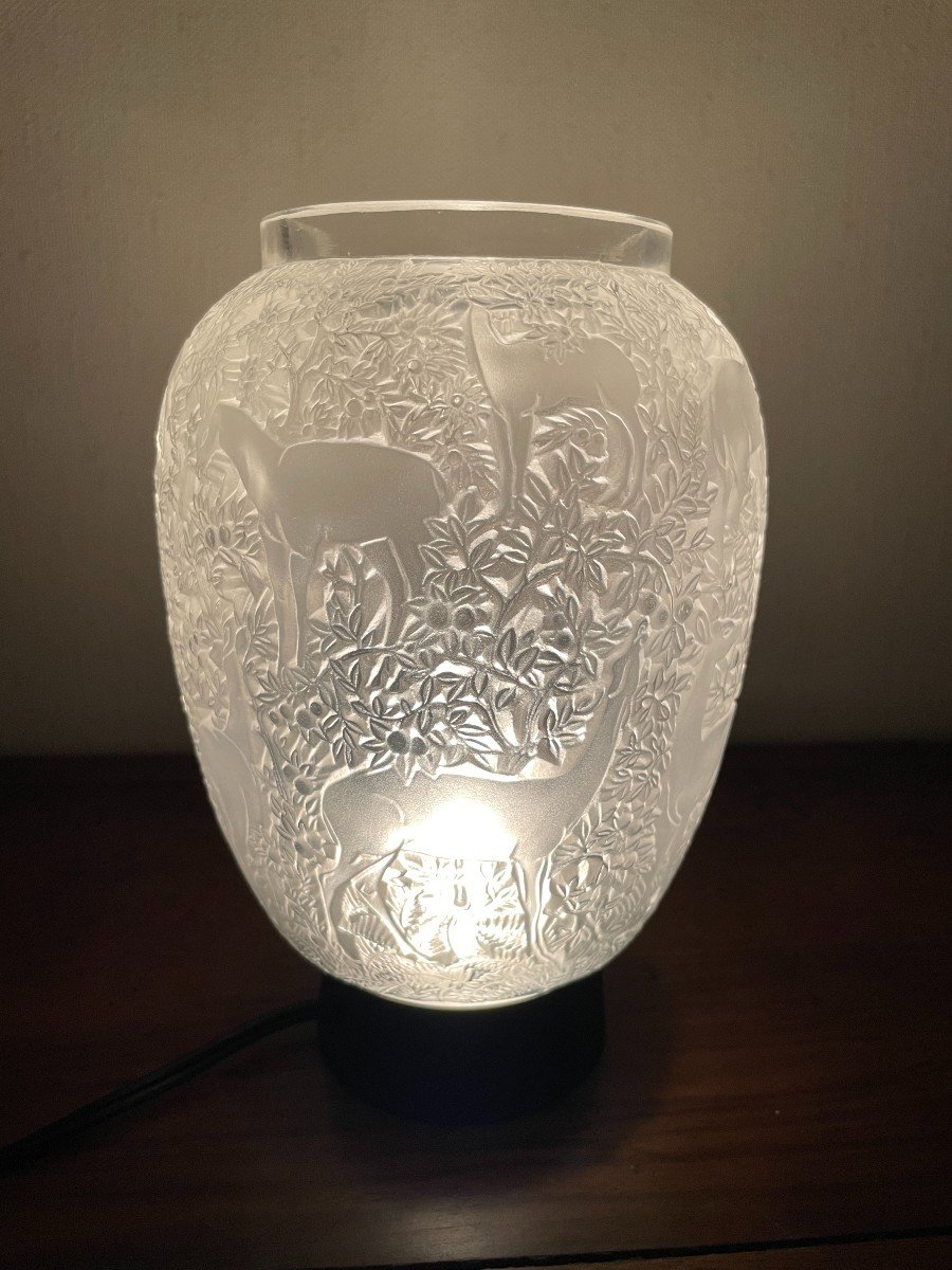 Vase « Biches » En Cristal Signé René Lalique – Blanc-photo-5