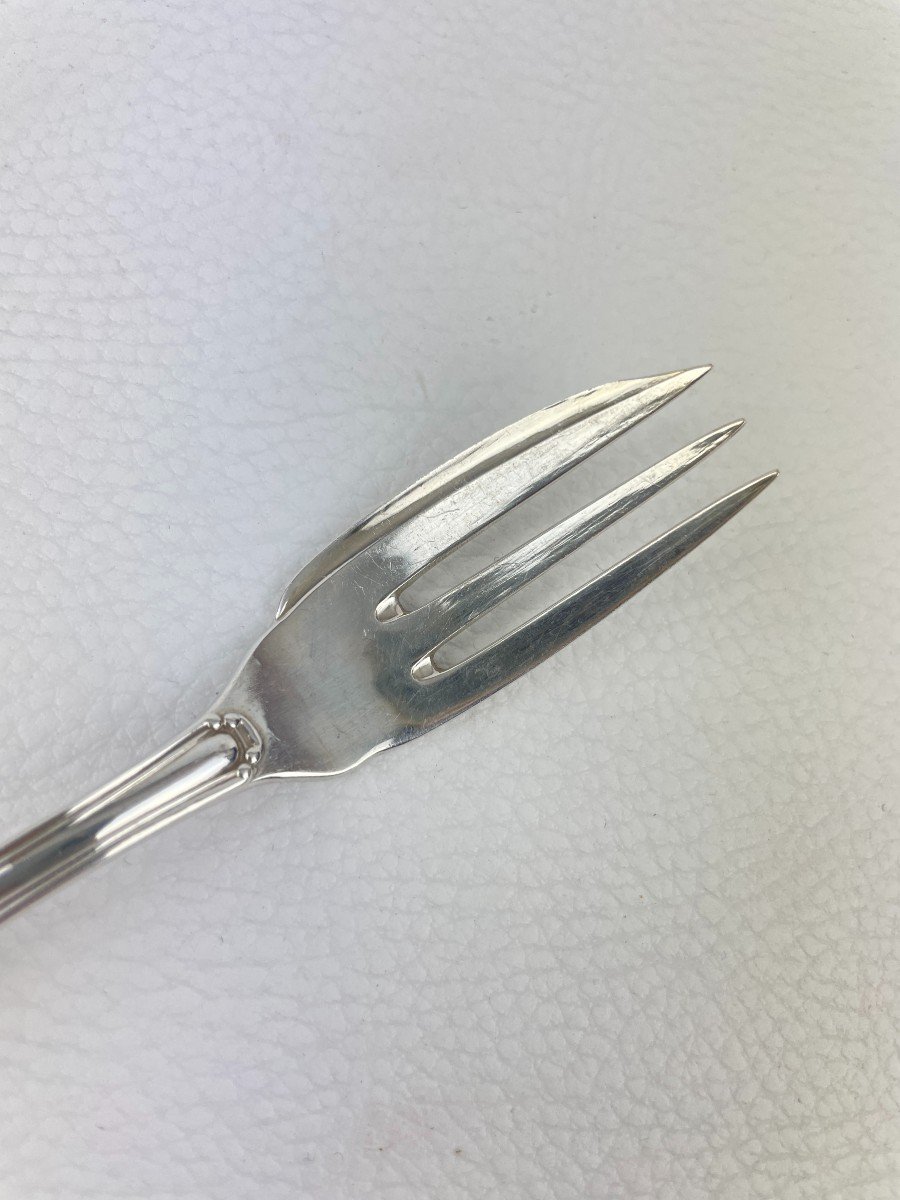 Twelve Cake Forks In Foreign Silver-photo-4