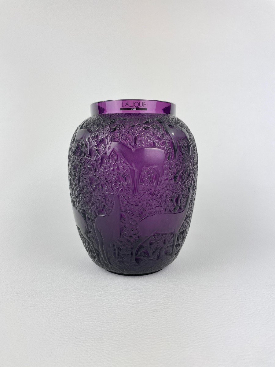 Vase « Biches » En Cristal Par Lalique – Violet-photo-1