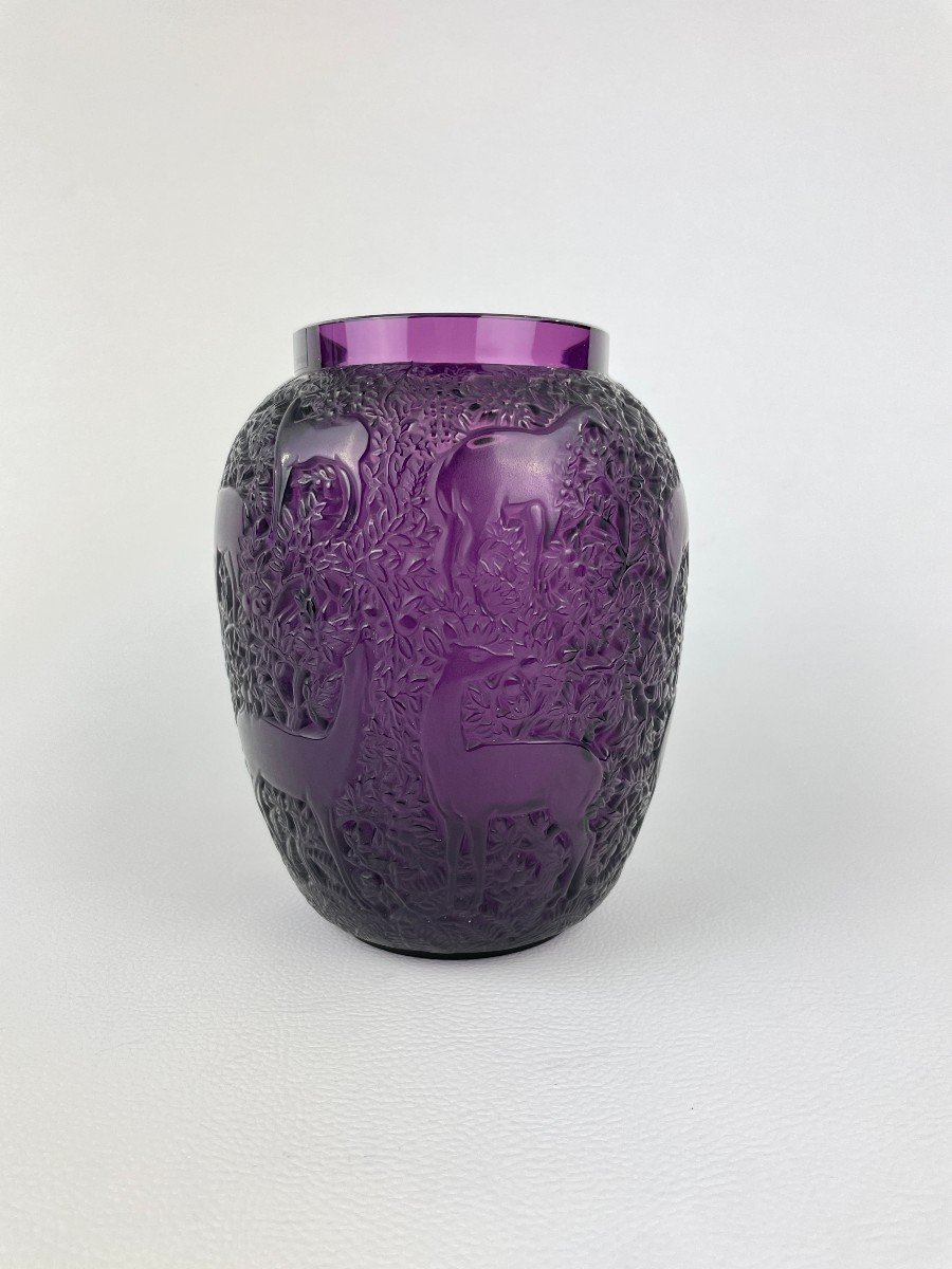 Vase « Biches » En Cristal Par Lalique – Violet-photo-2