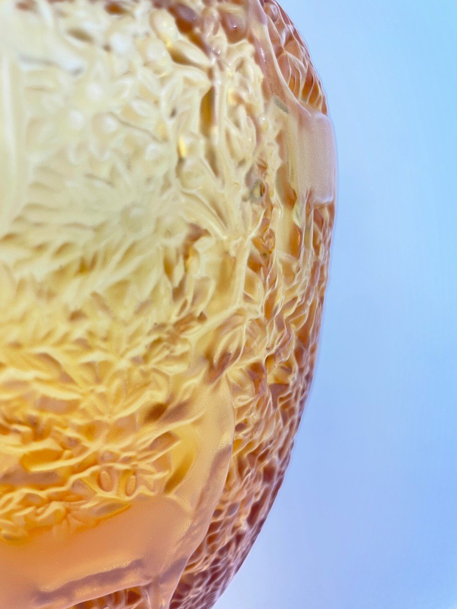 Vase « Biches » En Cristal Par Lalique – Ambre-photo-4