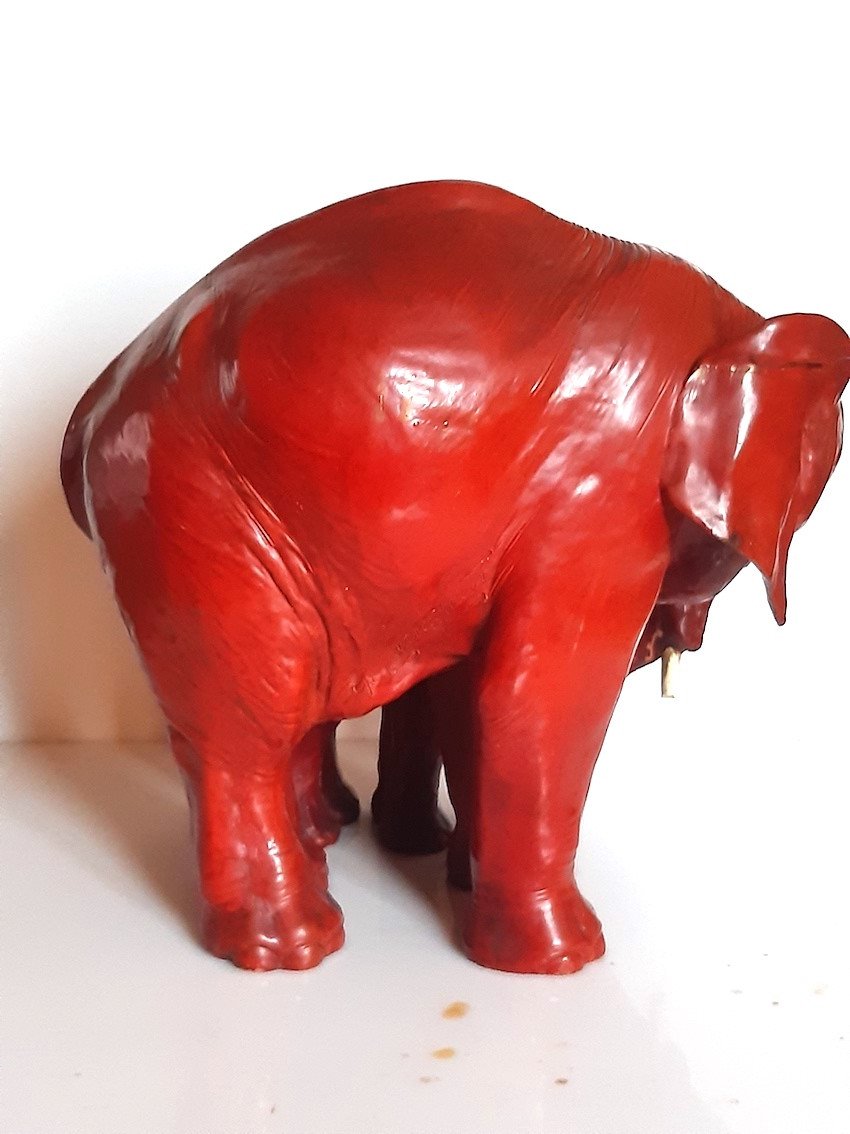 Cacciapuoti - Elephants Rouge Terre Cuite Sculpture Art Deco 1930 Elephant Maternité-photo-2