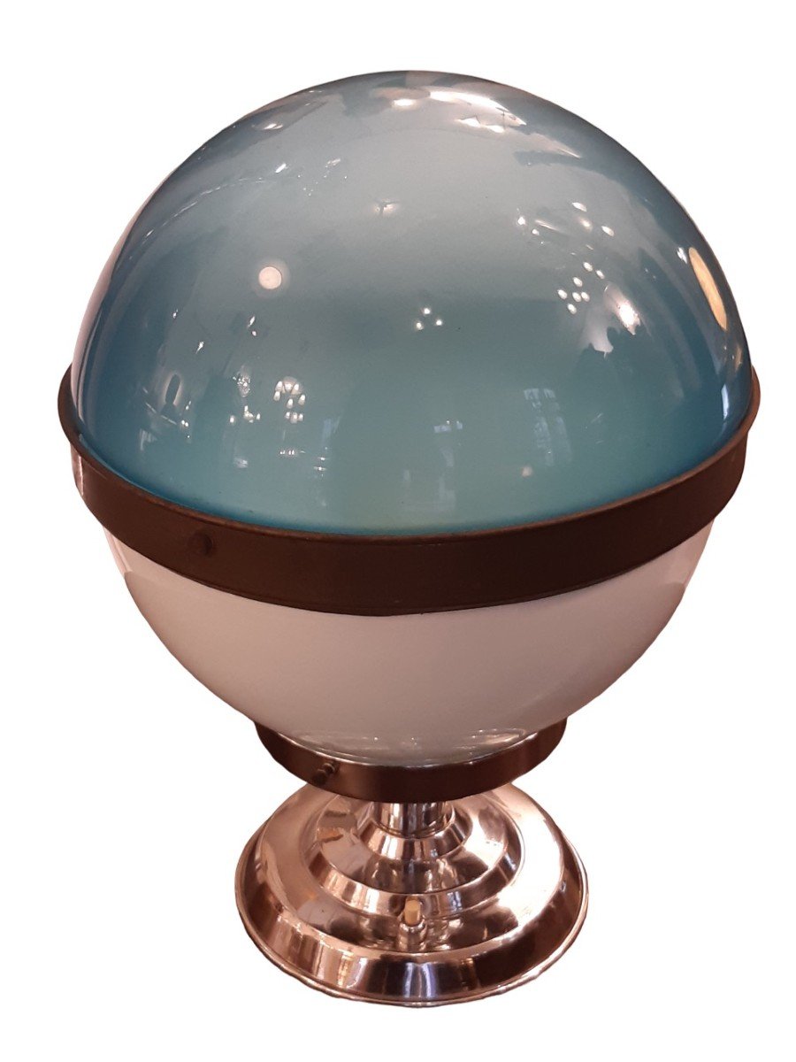 Ilrin Jlrin Art Deco Lamp Modernist Light Chrome Glass Ball Lamp Lighting Bauhaus 1930-photo-4