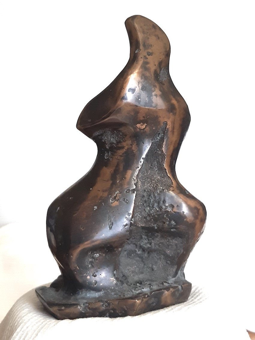 Cubist Modernist Bronze Sculpture Figure Signed Statue Abstract Abstraction-photo-3