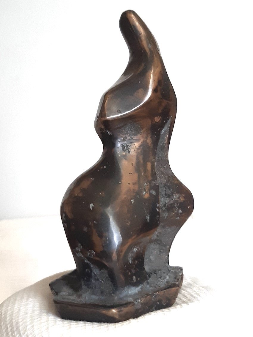 Cubist Modernist Bronze Sculpture Figure Signed Statue Abstract Abstraction-photo-4