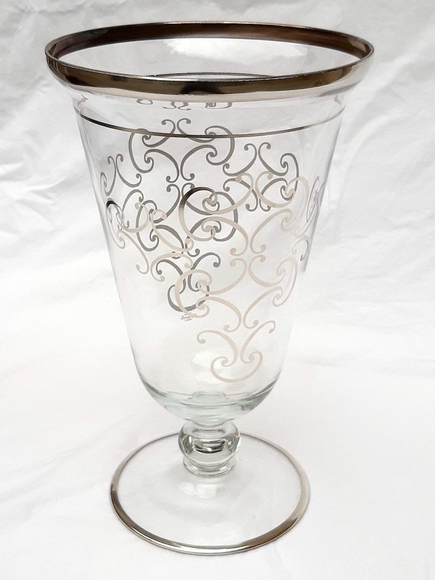 Christofle Tall Art Deco Vase Christofle Silver Chalice Cup Art Deco Glass -photo-4