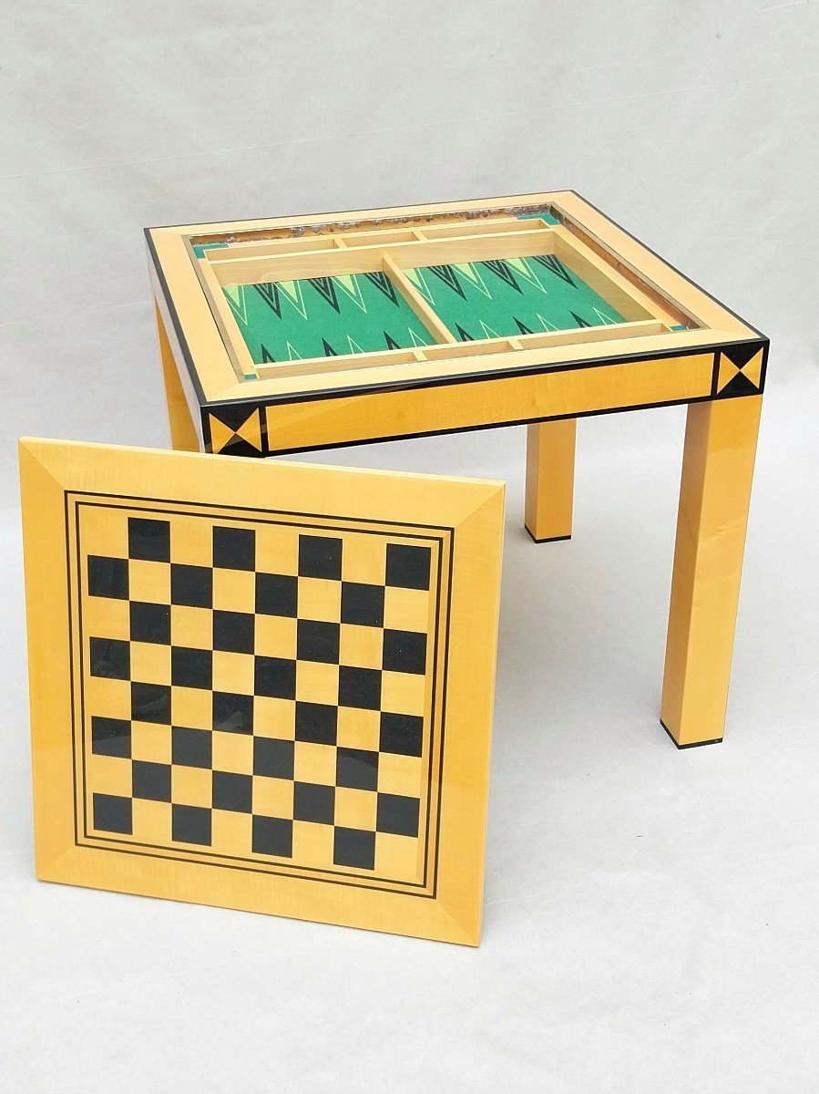  Jean-claude Mahey Roche Bobois Sycamore Brass Games Table Design 1970-photo-4