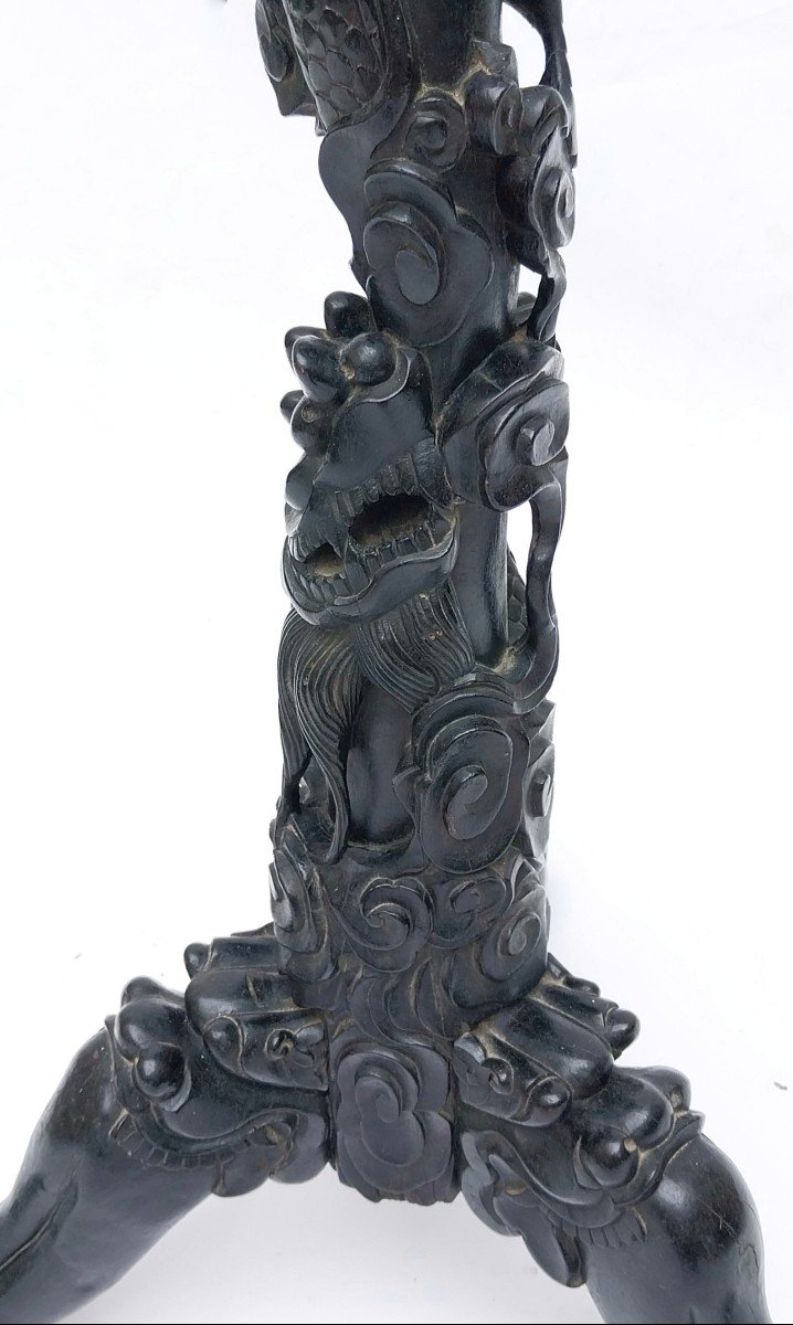 China - Floor Lamp Tripod Floor Lamp Carved Wood Dragon Chinese Floor Lamp 19th 1900-photo-8