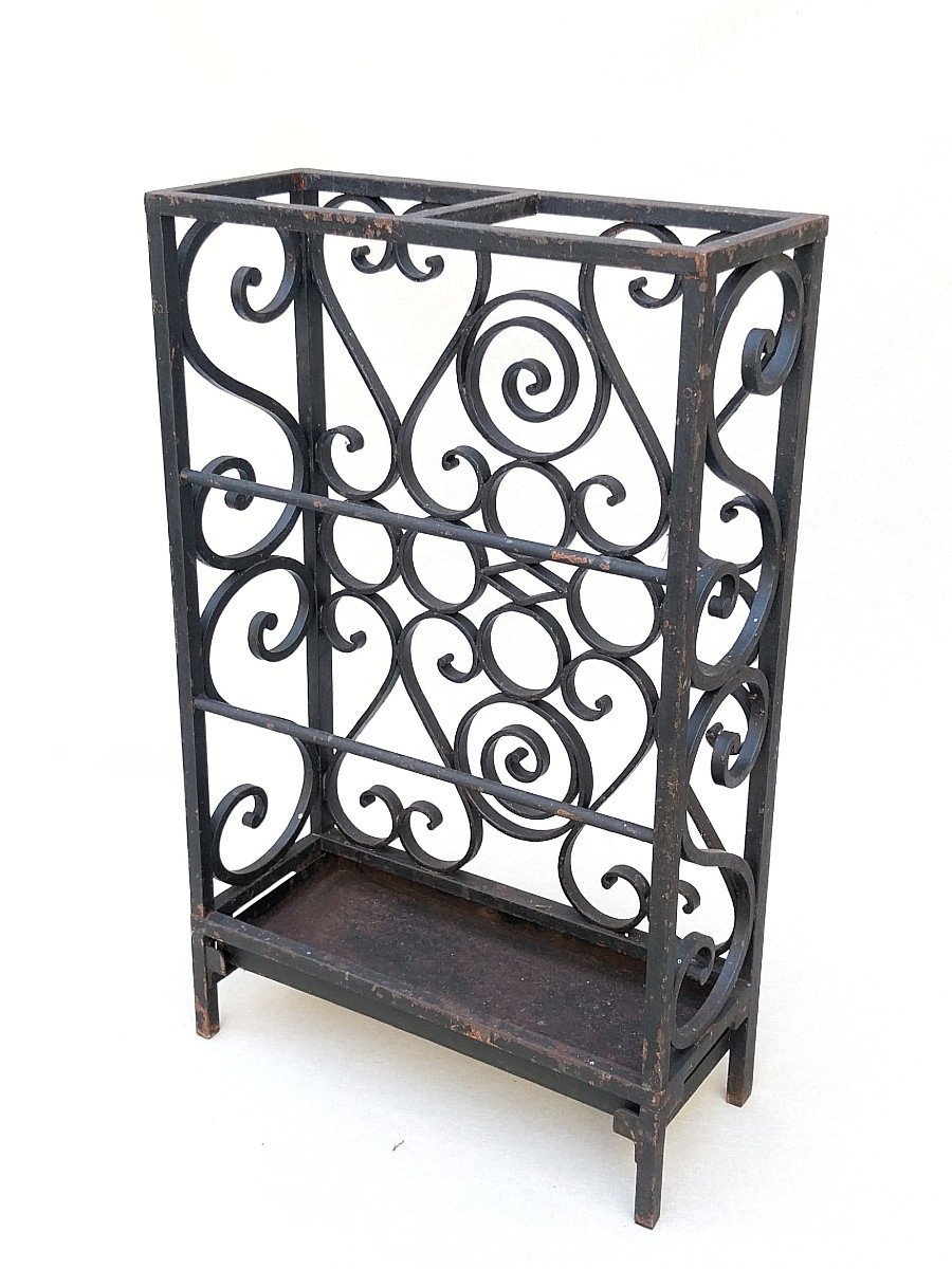 Porte-parapluies Fer Forgé Art Deco 1930 1940 Wrought Iron Umbrella Stand-photo-2