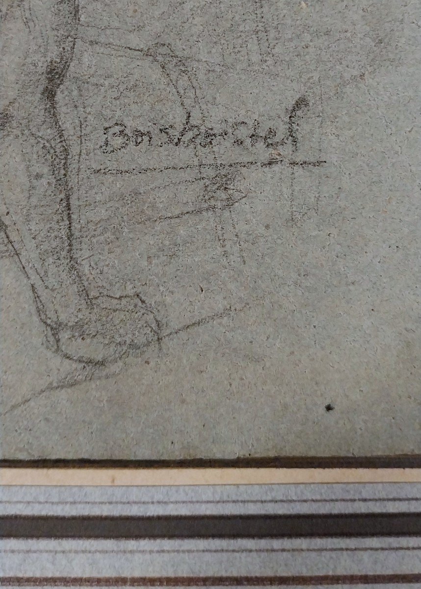 Dessin Au Crayon d'Après Le Radeau De La Méduse De Gericault Signé Boisboissel Cadre Bois Doré-photo-1