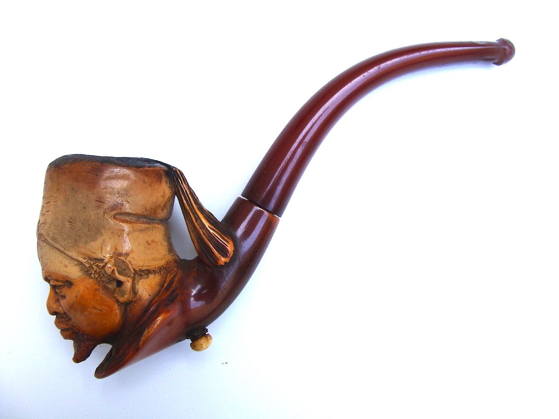 French 19th Century Meerschaum Pipe African Soldier Napoleon III Smoking Pipe-photo-5