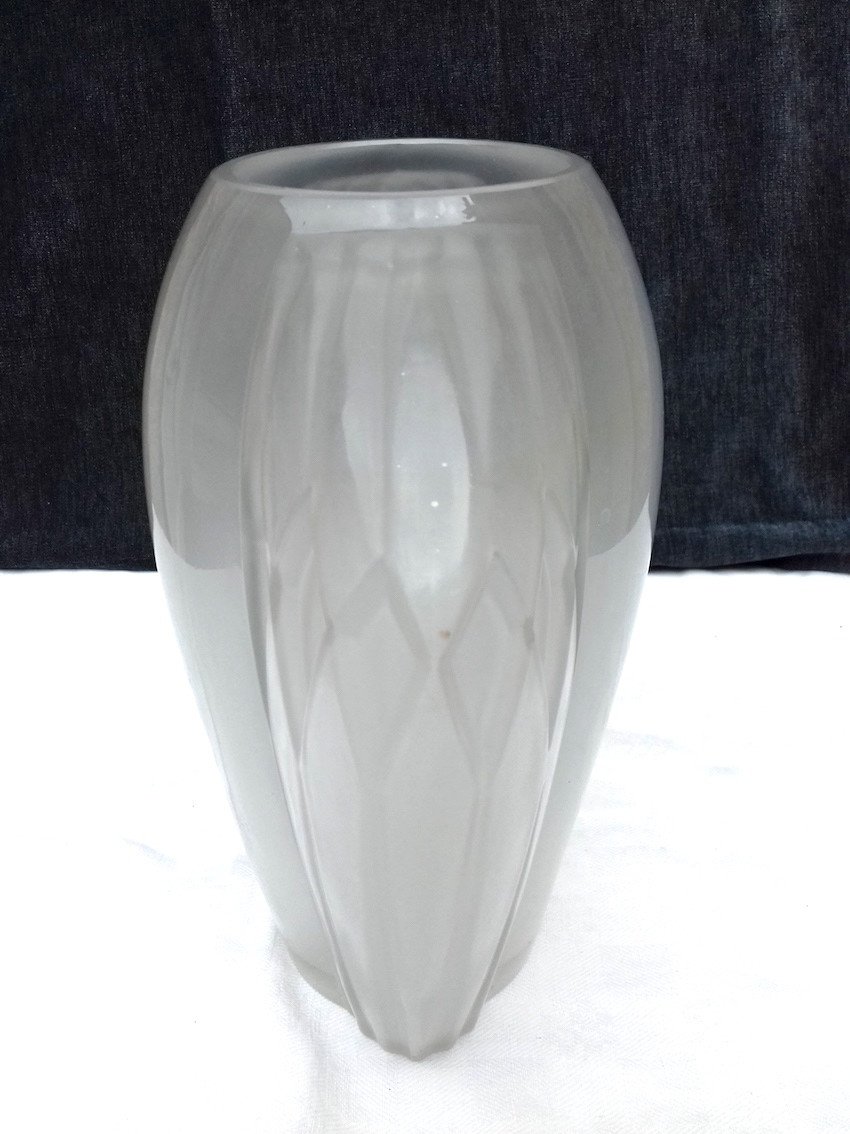 Hunebelle - Vase Art Deco - Verrerie 1930 - Signé-photo-1
