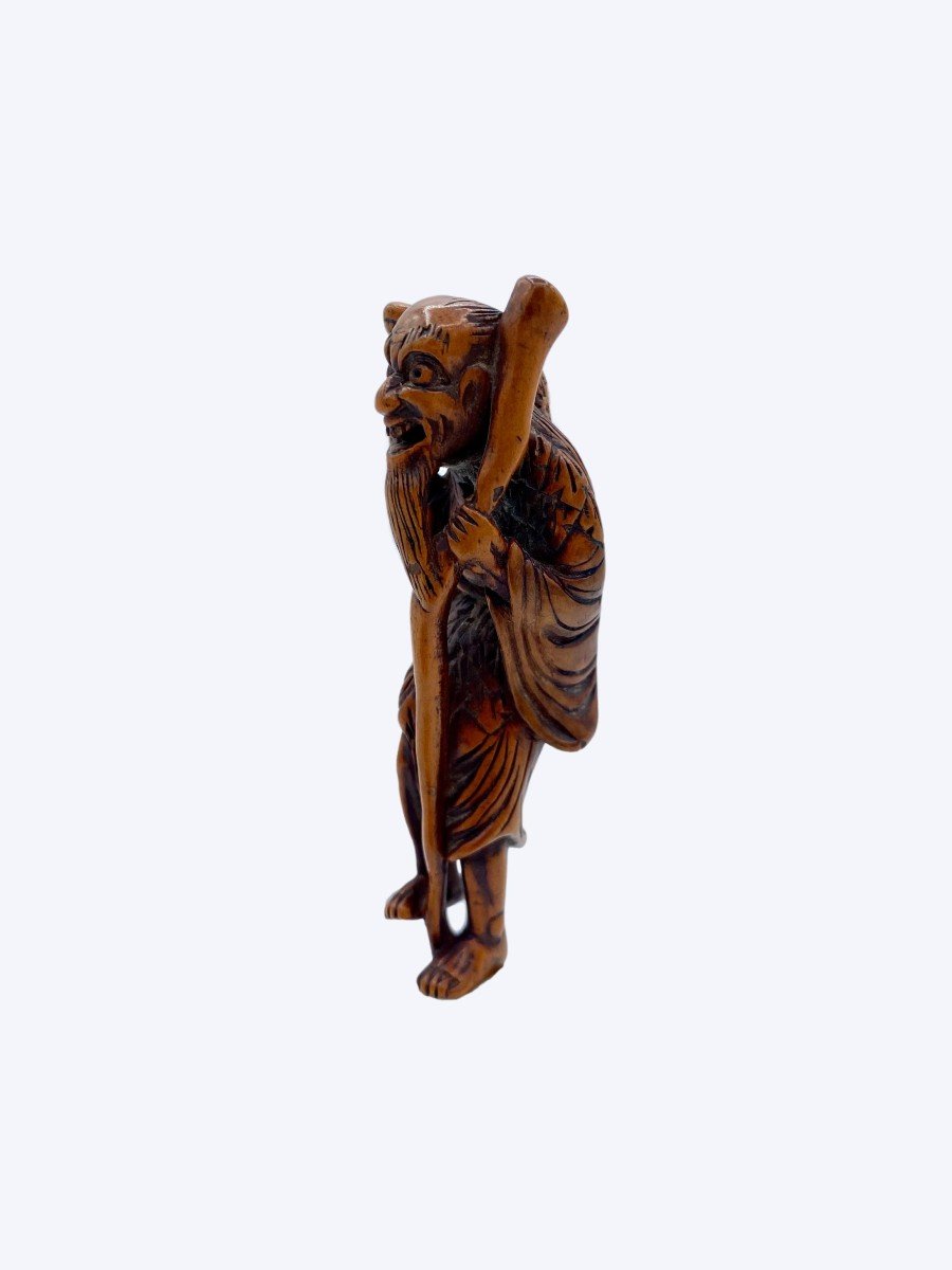 Netsuke Bois Gama Sennin - époque Edo-photo-2