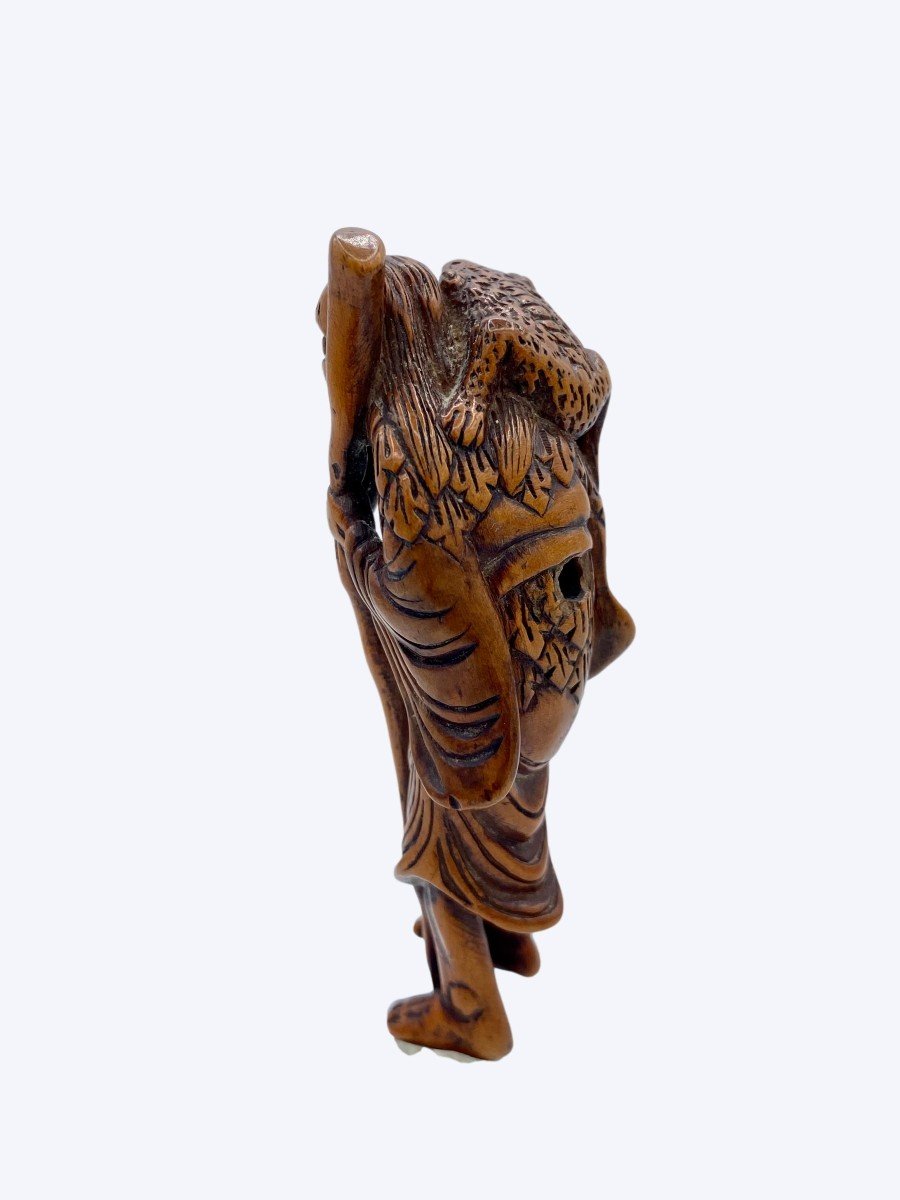 Netsuke Bois Gama Sennin - époque Edo-photo-4