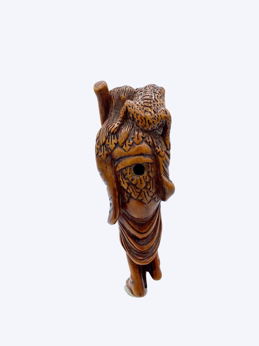 Netsuke Bois Gama Sennin - époque Edo-photo-1