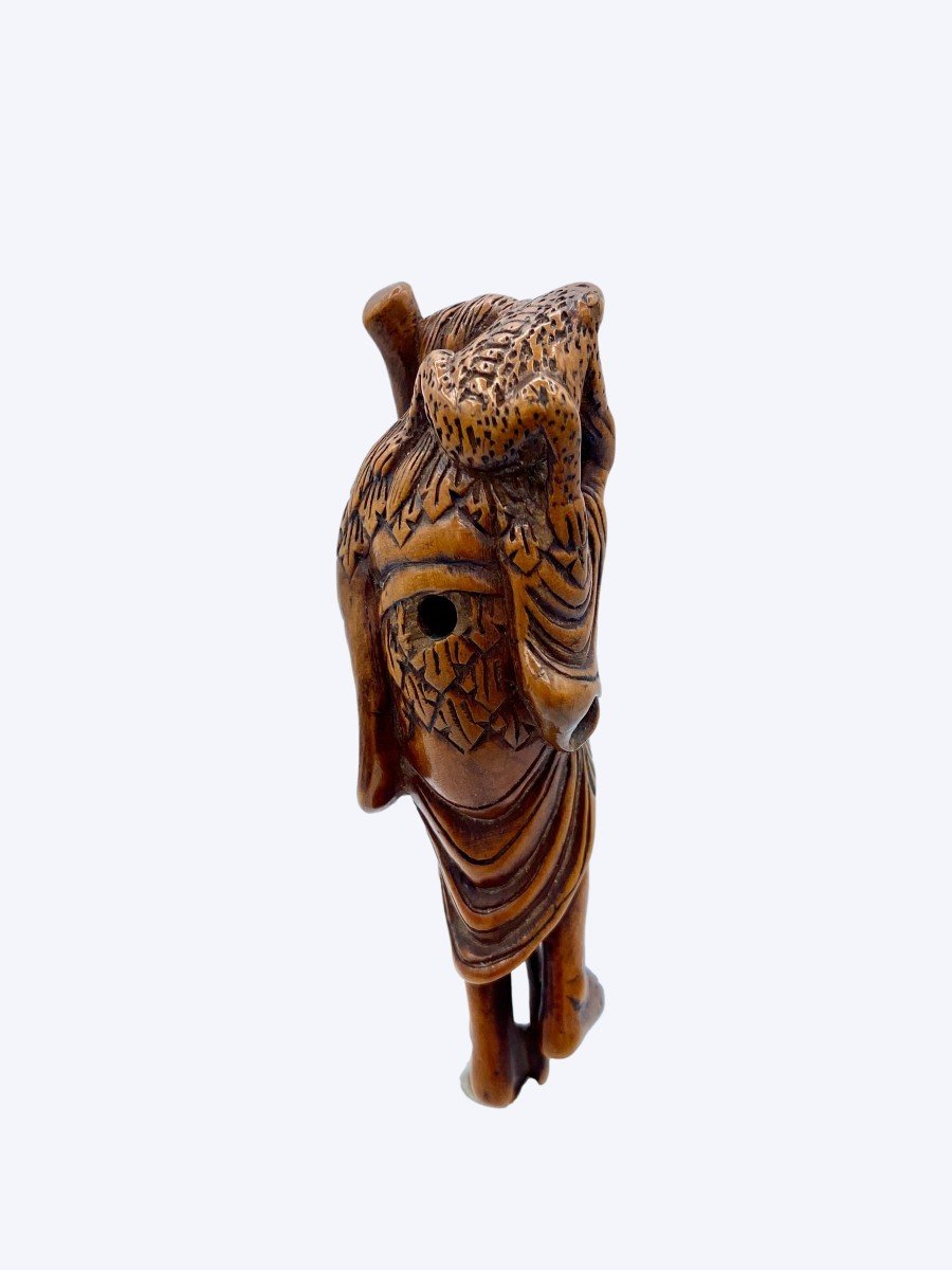 Netsuke Bois Gama Sennin - époque Edo-photo-2