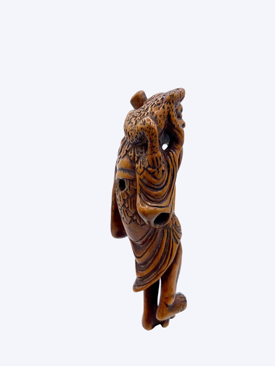 Netsuke Bois Gama Sennin - époque Edo-photo-3