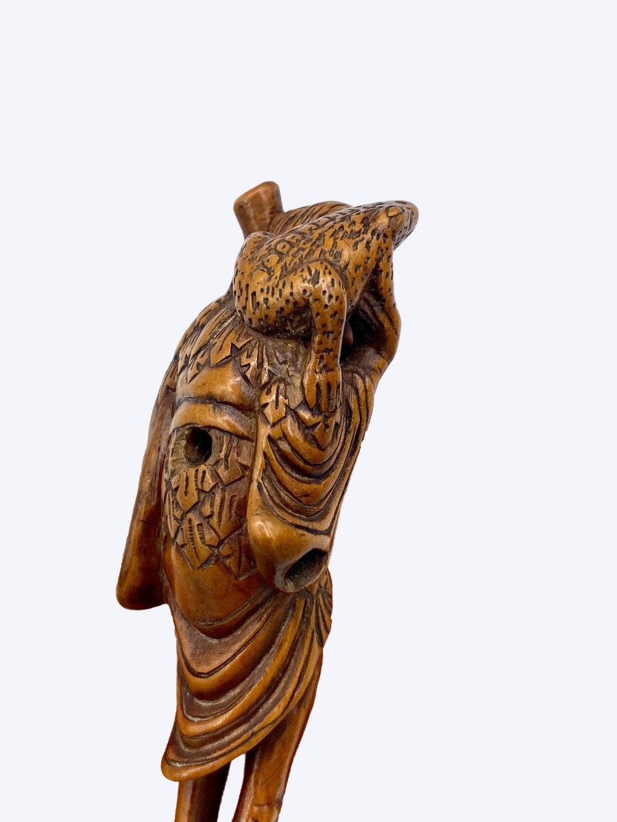 Netsuke Bois Gama Sennin - époque Edo-photo-7