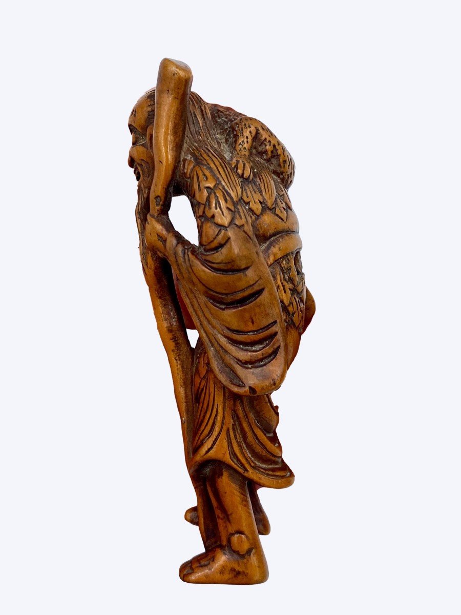 Netsuke Bois Gama Sennin - époque Edo-photo-8