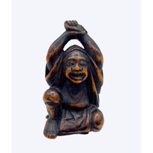 Netsuke En Bois - Signé Gyokuzan