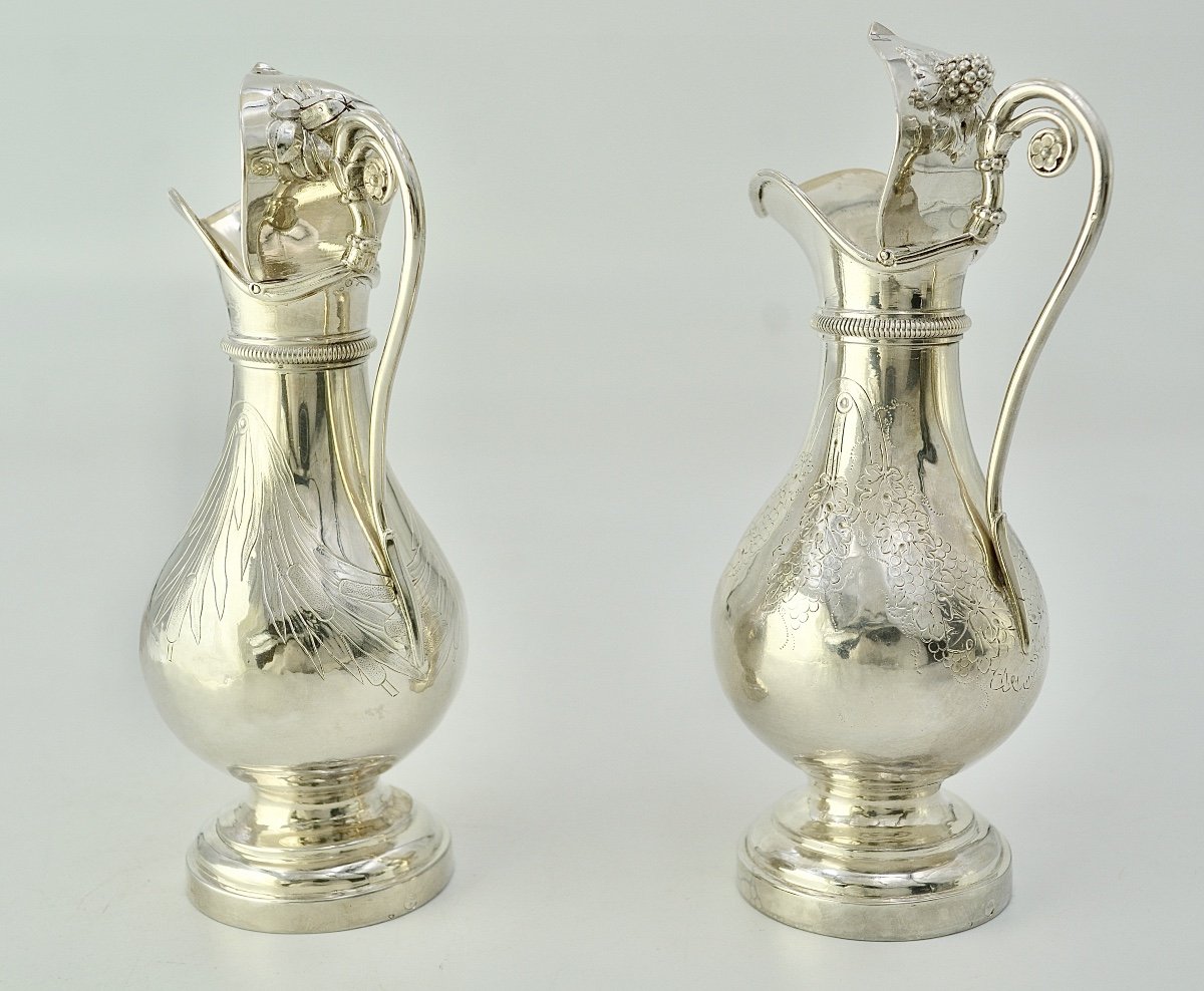 Burettes Et Leur Plateau En Argent, France Vers 1820 -photo-5