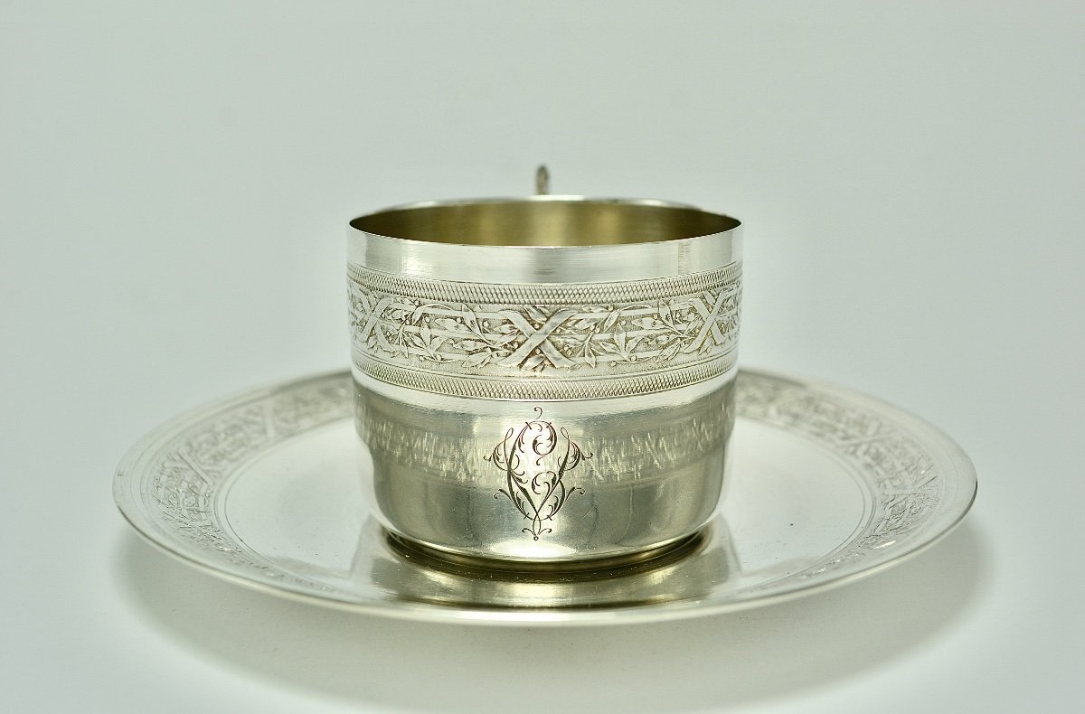 Cup And Its Silver Saucer France Circa 1905-photo-4