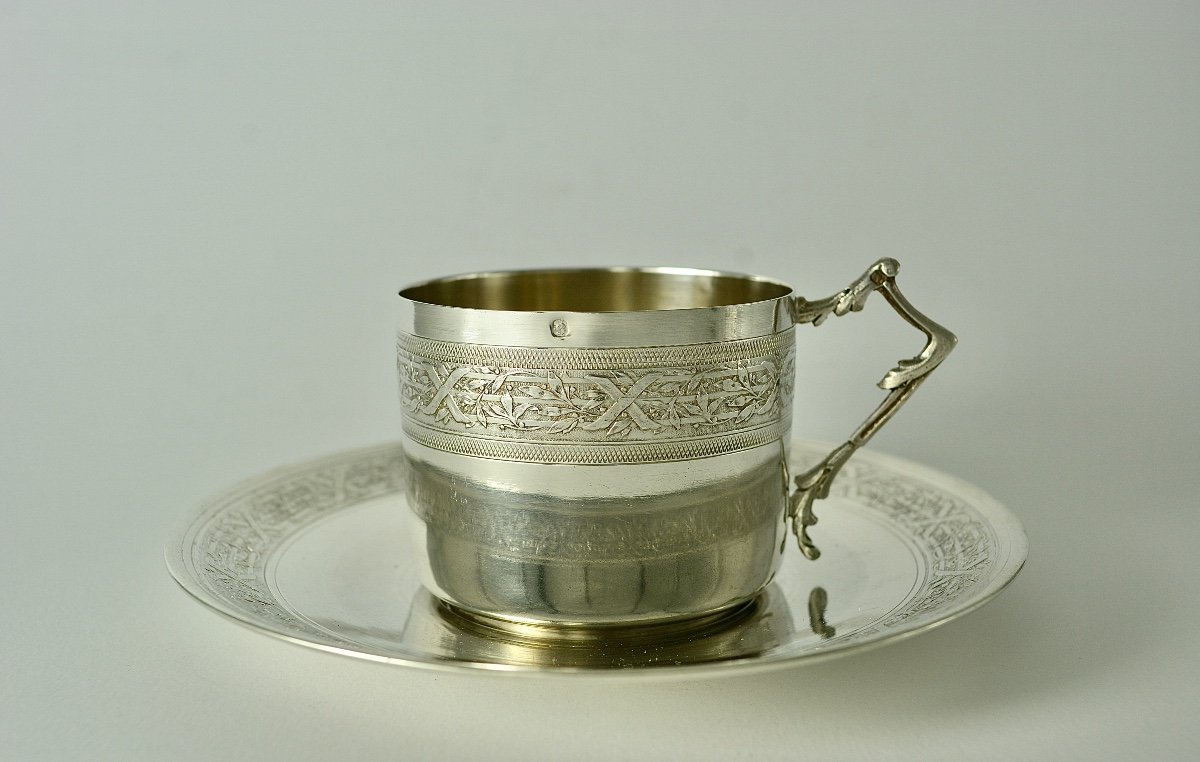 Tasse Et Sa Sous Tasse Argent France Vers 1905-photo-1