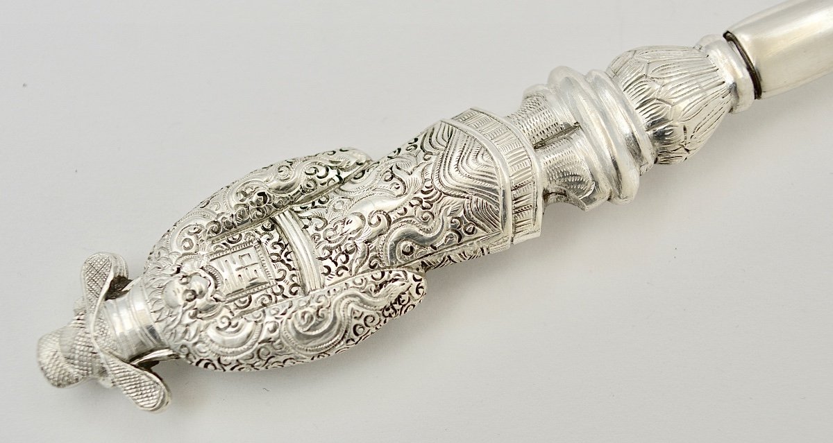 Silver Pie Server, Southeast Asia Circa 1900-photo-8