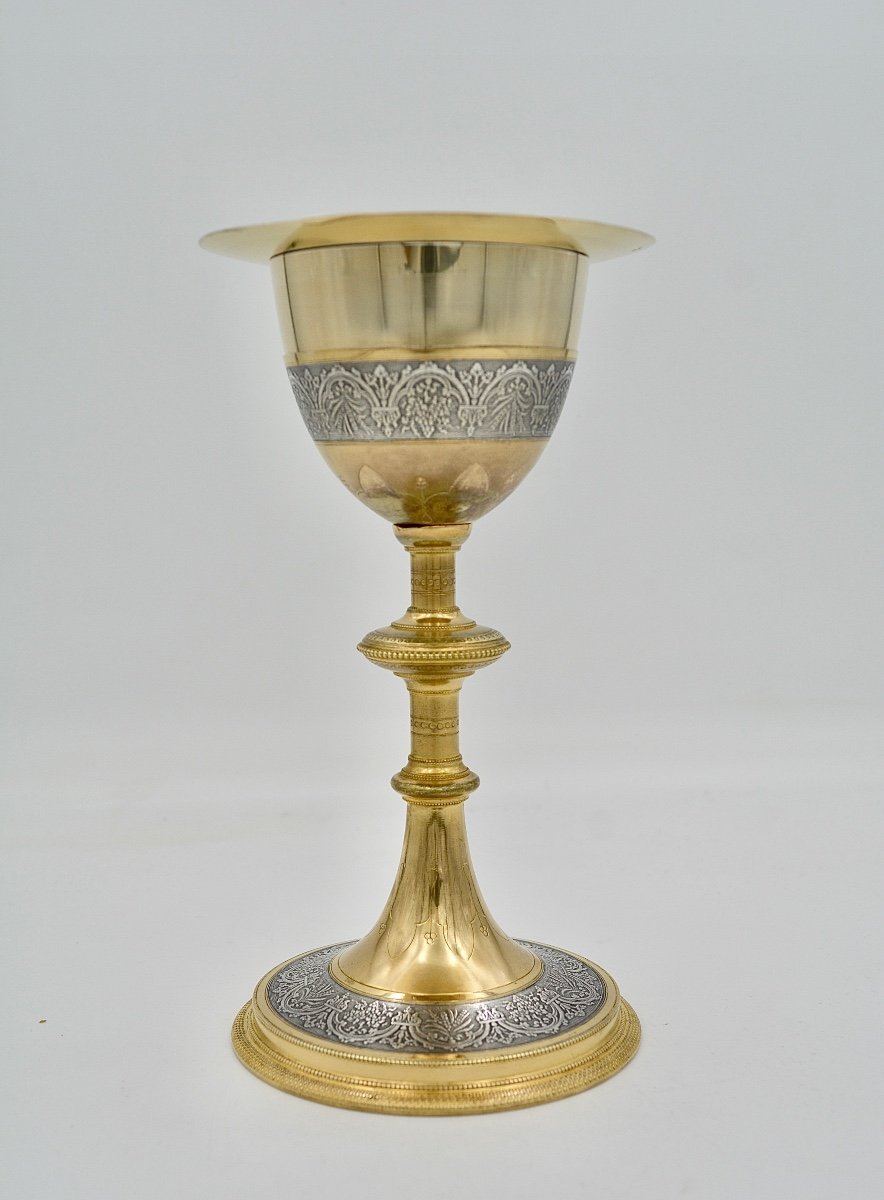 Chalice And Its Paten, Gilt Silver And Gilt Bronze. France Around 1930-photo-4