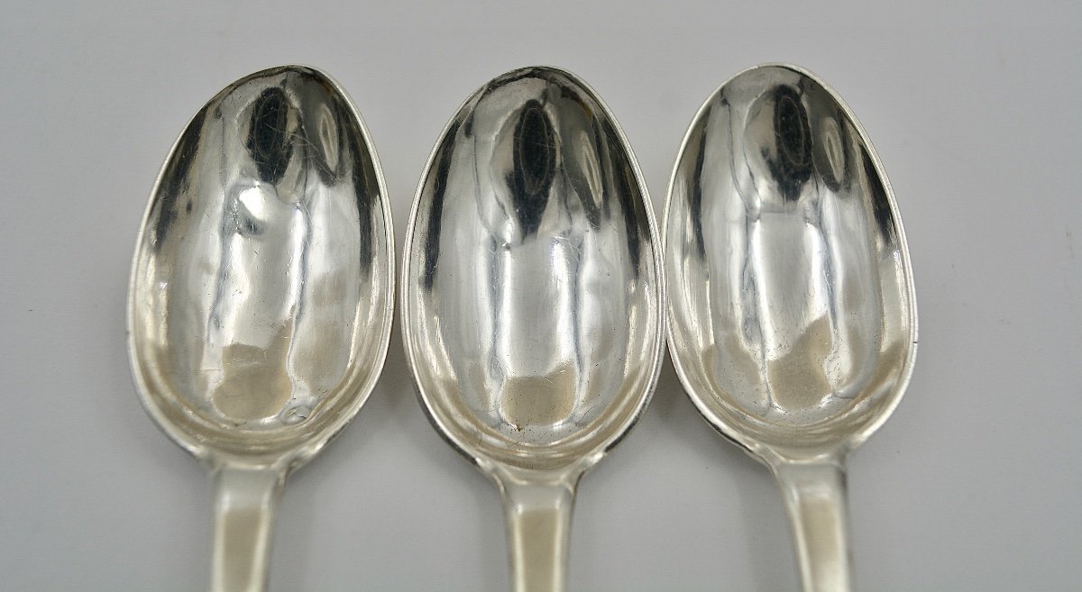 Suite Of Three Tea Spoons, France Eighteenth Century-photo-3