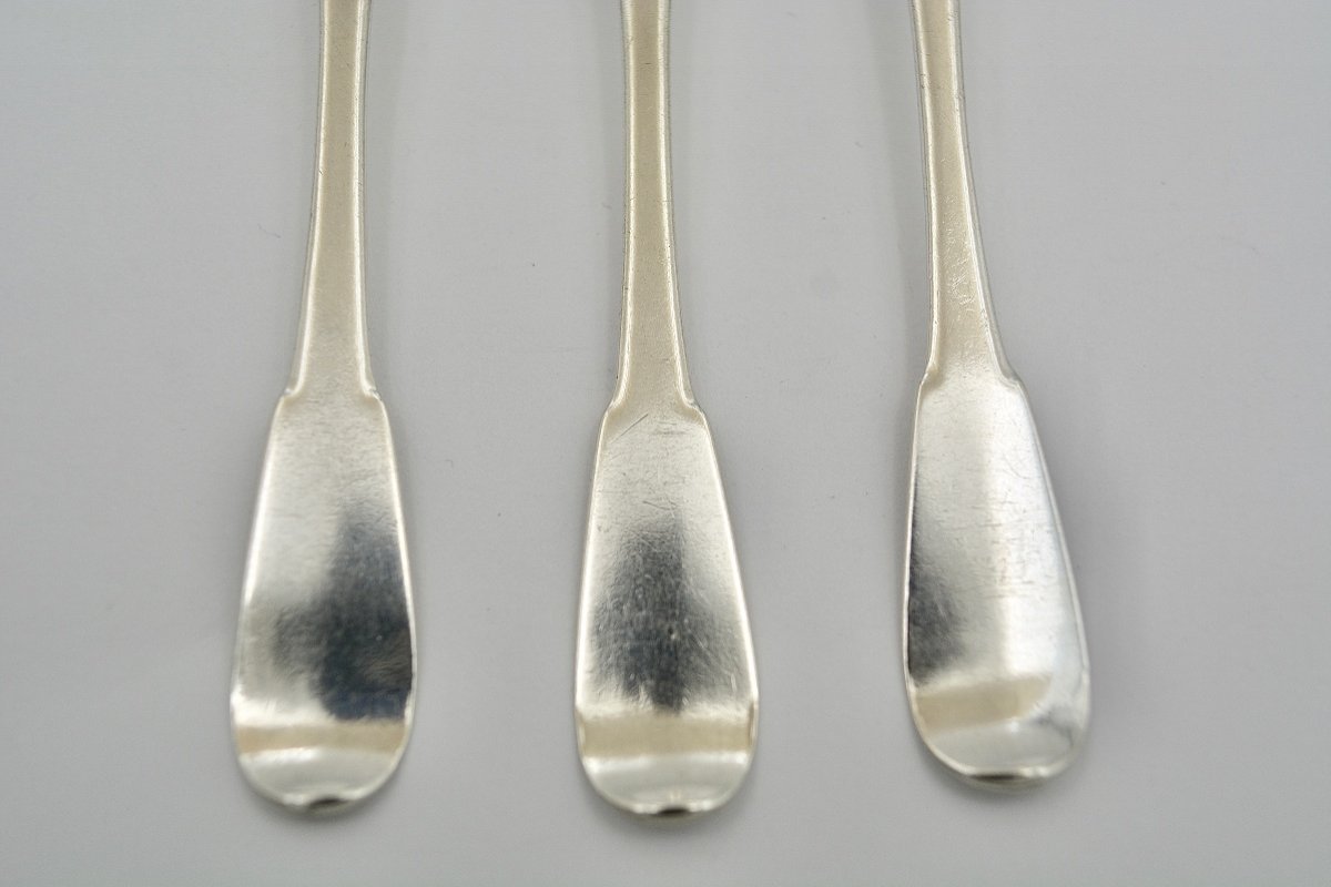 Suite Of Three Tea Spoons, France Eighteenth Century-photo-4